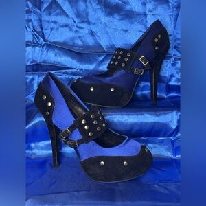 Elegant Black and Blue Women's Heels
